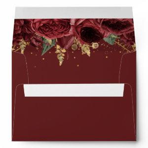 Burgundy Gold Floral Elegant Envelope