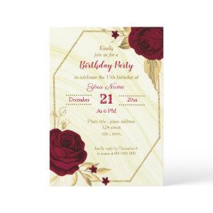 burgundy gold floral geometric birthday party