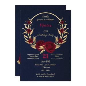burgundy gold floral navy blue birthday Party