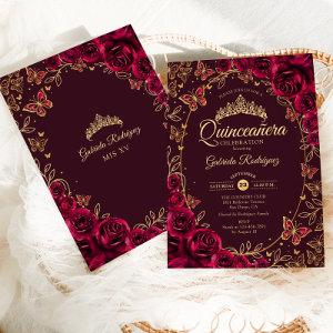 Burgundy Gold Quinceanera