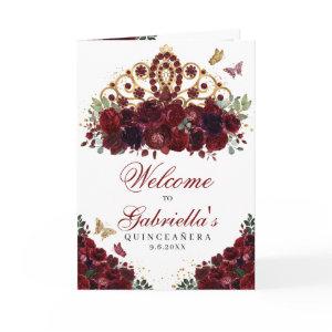 Burgundy & Gold Tiara Quinceanera Program