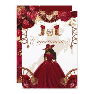 Burgundy Gold Western Charro 2-Sided Quinceanera I