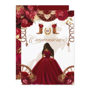 Burgundy Gold Western Charro 2-Sided Quinceanera I