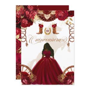 Burgundy Gold Western Charro 2-Sided Quinceanera I