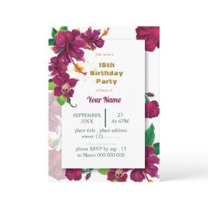 burgundy hibiscus flowers rose birthday party