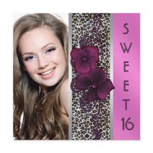 Burgundy Hot Pink Leopard Photo Sweet Sixteen