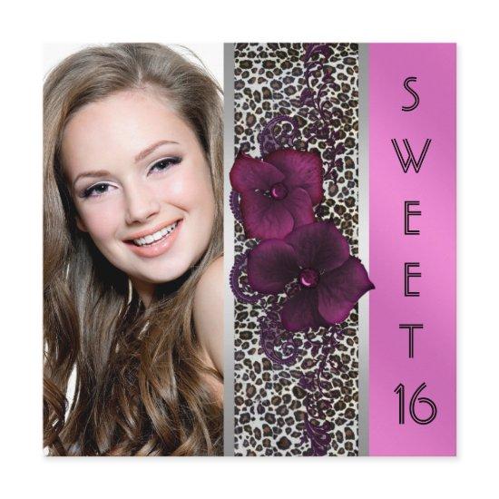 Burgundy Hot Pink Leopard Photo Sweet Sixteen