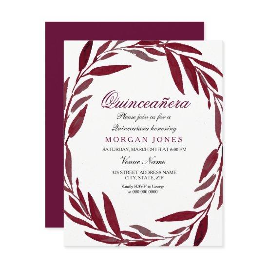 Burgundy Leaf Wreath Quinceanera