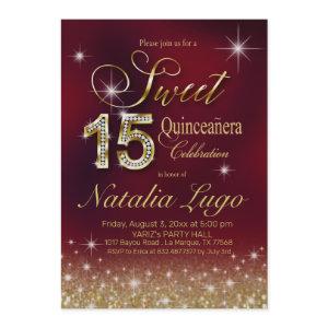 Burgundy Marsala Gold Glitter Sweet 15 Quinceanera