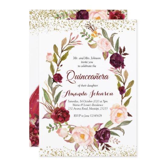 Burgundy Marsala Princess Quinceañera Spanish