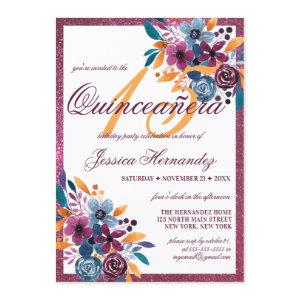 Burgundy Mustard Watercolor Flower Quinceañera