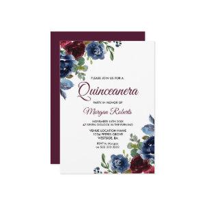 Burgundy & Navy Floral Quinceanera Party