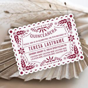 Burgundy papel picado scalloped Quinceañera
