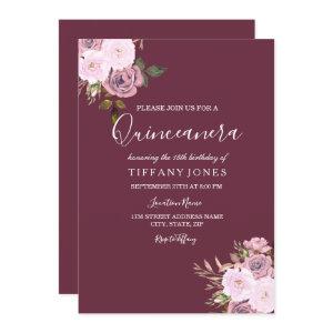 Burgundy Pink & Rose Gold Quinceanera