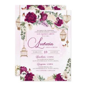 Burgundy Purple gold Butterfly Elegant Quinceañera