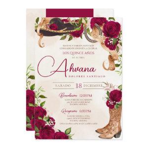 Burgundy Quinceanera Roses Vintage Charro Western