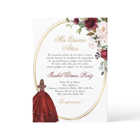 Burgundy Quinceanera silhouette