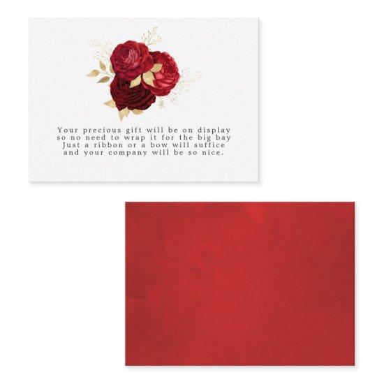 Burgundy Red and Gold Vintage Roses Enclosure Card