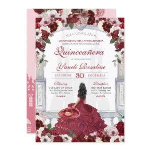 Burgundy Red Elegant Charro Princess Quinceanera