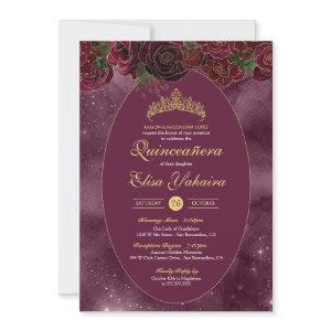 Burgundy Red Gold Luxury Elegant Quinceanera