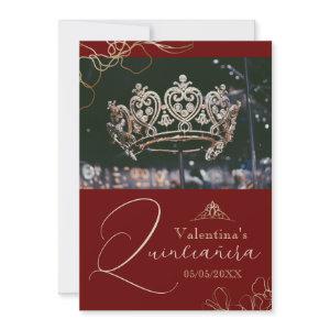 Burgundy Red Quinceañera thank you card template