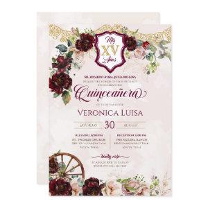 Burgundy Red Rose Elegant Charro Quinceanera