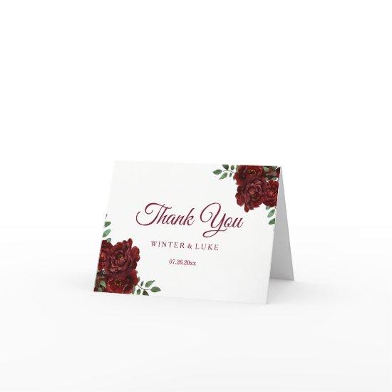 Burgundy Red Rose Wedding or Quinceanera Thank You