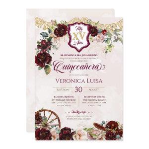 Burgundy Red Roses Elegant Charro Quinceanera