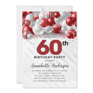 Burgundy Red Silver Balloon Glitter 60th Birthday
