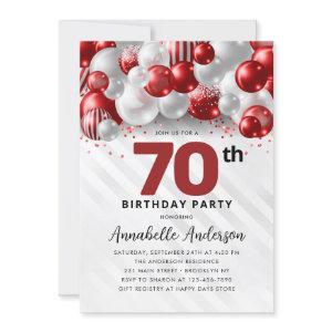Burgundy Red Silver Balloon Glitter 70th Birthday