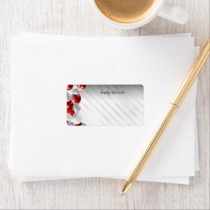 Burgundy Red Silver Balloon Glitter Birthday  Label