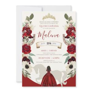 Burgundy Red Watercolor Elegant Charro Quinceanera