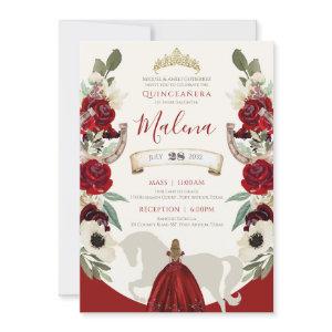 Burgundy Red Western Watercolor Charro Quinceañera