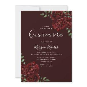 Burgundy Romantic Red Roses Quinceanera Party