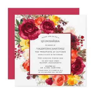 Burgundy Rose Autumn Floral Quinceanera