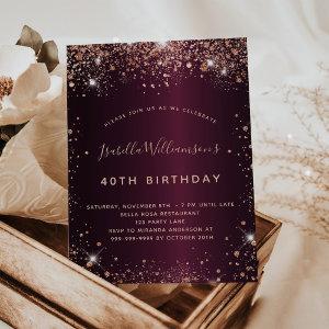 Burgundy rose gold birthday