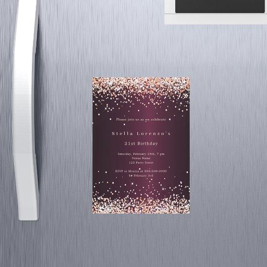 Burgundy rose gold luxury birthday magnetic