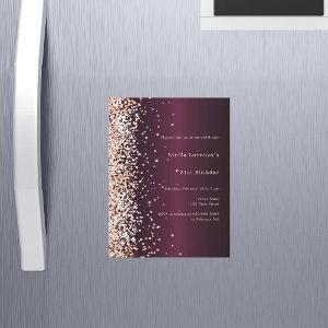 Burgundy rose gold premium birthday magnetic
