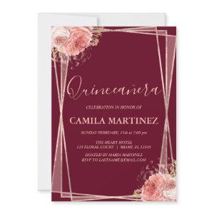 Burgundy Rose Gold Quinceanera Celebration
