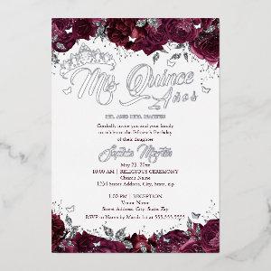 Burgundy Rose Mis Quince Quinceanera  Foil