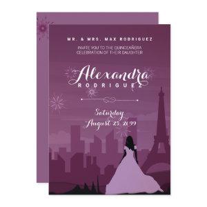 Burgundy Rose Pink Paris Fireworks Quinceañera