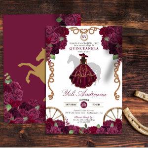 Burgundy Rose Western Quinceañera