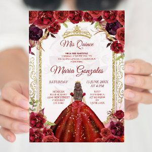 Burgundy Roses & Dress Girl Charra Mis Quince