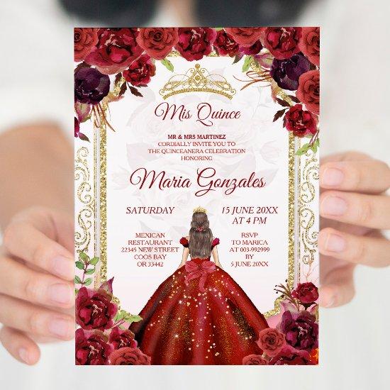 Burgundy Roses & Dress Girl Charra Mis Quince