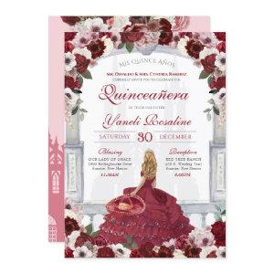Burgundy Roses Elegant Charro Princess Quinceanera