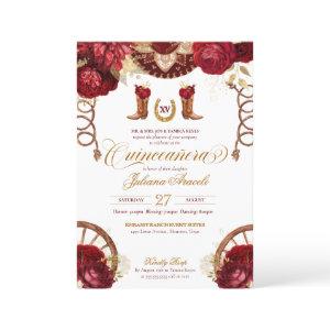 Burgundy Roses Elegant Charro Western Quinceanera