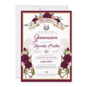 Burgundy Roses Floral Western Charro Quinceanera