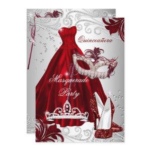 Burgundy Silver Dress masquerade Quinceanera mask