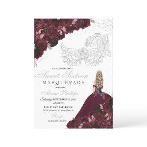 Burgundy & Silver Glitter Sweet 16 Masquerade