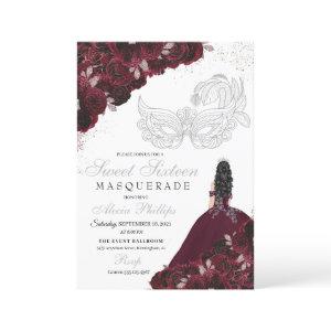 Burgundy & Silver Glitter Sweet 16 Masquerade